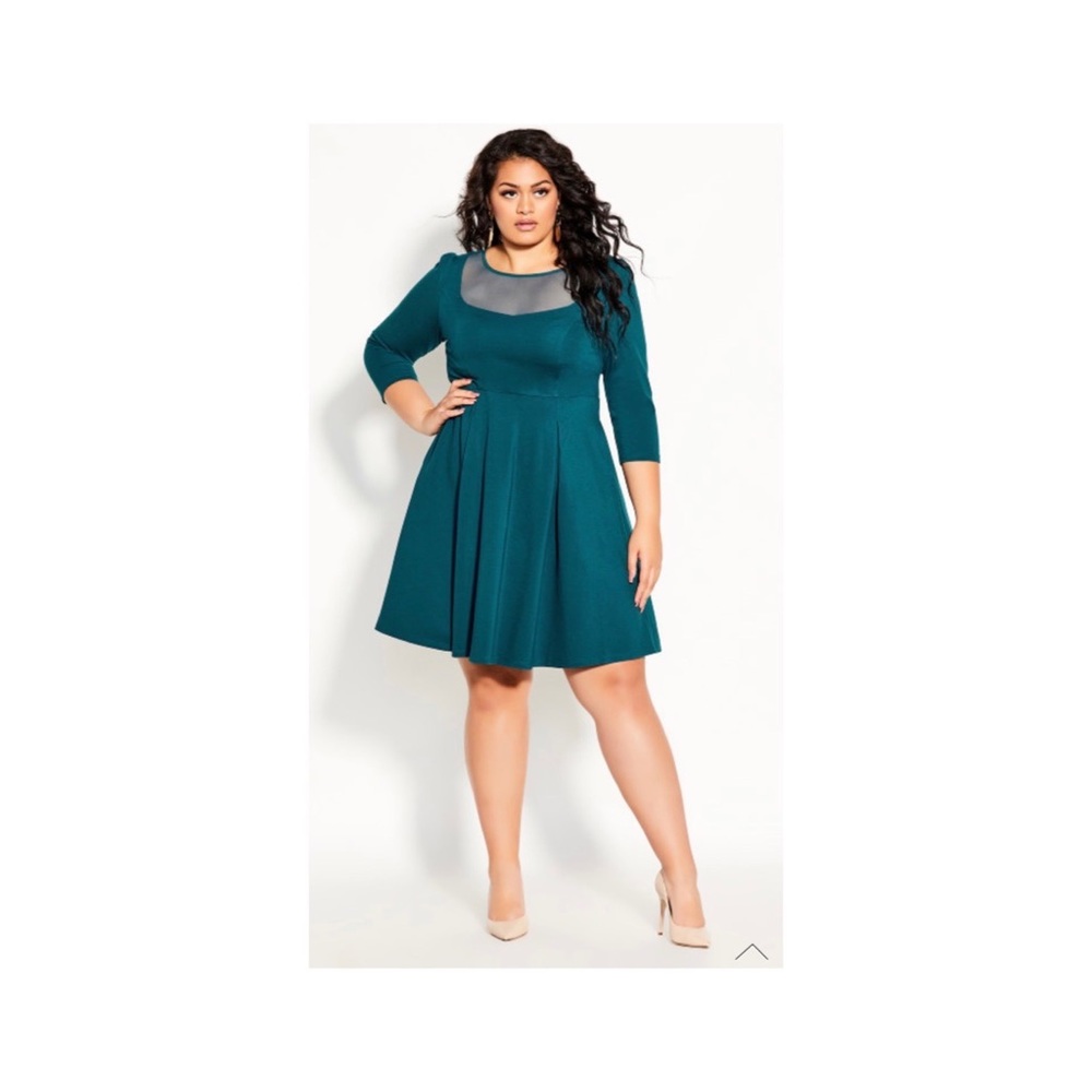 NWT city chic mesh dress in Teal. Size 16/Small